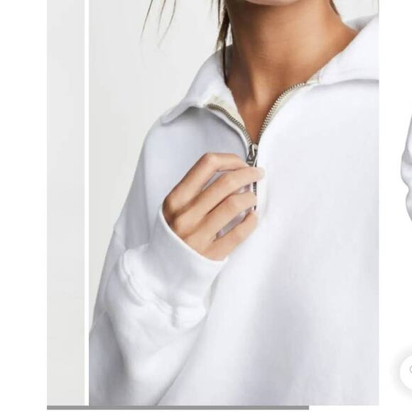 RE/DONE 70's Half Zip Sweatshirt in Off White Size Medium NWOT - Picture 4 of 10